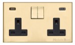 M Marcus Heritage Brass Winchester Range Double USB-A+C Socket with Black Trim