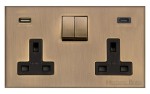M Marcus Heritage Brass Winchester Range Double USB-A+C Socket with Black Trim
