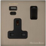 M Marcus Heritage Brass Windsor Range Single USB-A+C Socket