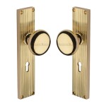 M Marcus Heritage Brass Victoria Reeded Mortice Knob on Plate - Polished Brass