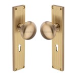 M Marcus Heritage Brass Victoria Reeded Mortice Knob on Plate - Satin Brass