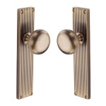 M Marcus Heritage Brass Victoria Reeded Mortice Knob on Plate - Antique Brass