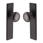 M Marcus Heritage Brass Victoria Reeded Mortice Knob on Plate - Matt Bronze