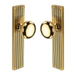 M Marcus Heritage Brass Victoria Reeded Mortice Knob on Plate - Polished Brass