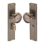 M Marcus Heritage Brass Victoria Reeded Mortice Knob on Plate - Antique Brass
