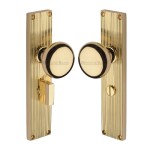 M Marcus Heritage Brass Victoria Reeded Mortice Knob on Plate - Polished Brass