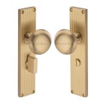 M Marcus Heritage Brass Victoria Reeded Mortice Knob on Plate - Satin Brass