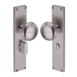 M Marcus Heritage Brass Victoria Reeded Mortice Knob on Plate - Satin Nickel Plate