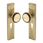 M Marcus Heritage Brass Victoria Reeded Mortice Knob on Plate - Polished Brass