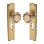 M Marcus Heritage Brass Victoria Reeded Mortice Knob on Plate - Satin Brass