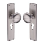 M Marcus Heritage Brass Victoria Reeded Mortice Knob on Plate - Satin Nickel Plate