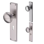 M Marcus Heritage Brass Victoria Mortice Knob on Plate - Satin Nickel Plate