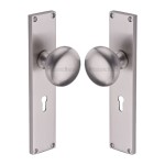 M Marcus Heritage Brass Victoria Mortice Knob on Plate - Satin Nickel Plate