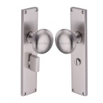 M Marcus Heritage Brass Victoria Mortice Knob on Plate - Satin Nickel Plate