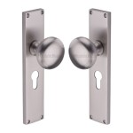 M Marcus Heritage Brass Victoria Mortice Knob on Plate - Satin Nickel Plate