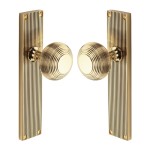 M Marcus Heritage Brass Beehive Reeded Mortice Knob on Plate - Polished Brass