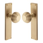M Marcus Heritage Brass Beehive Reeded Mortice Knob on Plate - Satin Brass