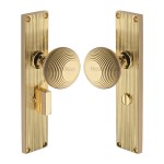 M Marcus Heritage Brass Beehive Reeded Mortice Knob on Plate - Polished Brass