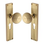 M Marcus Heritage Brass Beehive Reeded Mortice Knob on Plate - Polished Brass
