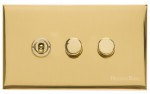 M Marcus Heritage Brass Winchester Range 3 Gang Mixed Toggle Switch Dimmer Switch 1xToggle Switch 2xTED