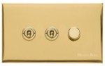 M Marcus Heritage Brass Winchester Range 3G Mixed Toggle Switch Dimmer Switch 2xToggle Switch 1xTED