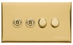 M Marcus Heritage Brass Winchester Range 4 Gang Mixed Toggle Switch Dimmer Switch 2xToggle Switch 2xTED