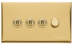 M Marcus Heritage Brass Winchester Range 4 Gang Mixed Toggle Switch Dimmer Switch 3xToggle Switch 1xTED