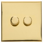 M Marcus Heritage Brass Winchester Range 2 Gang Multi Location Primary Dimmer (Compatible with LED bulbs)