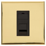 M Marcus Heritage Brass Winchester Range 1 Gang CAT6 Socket with Black Trim