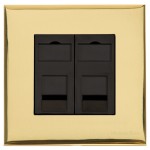 M Marcus Heritage Brass Winchester Range 2 Gang CAT6 Socket with Black Trim