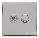 M Marcus Heritage Brass Winchester Range 2 Gang Mixed Toggle Switch Dimmer Switch 1xToggle Switch 1xTED