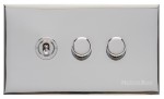 M Marcus Heritage Brass Winchester Range 3 Gang Mixed Toggle Switch Dimmer Switch 1xToggle Switch 2xTED