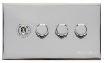M Marcus Heritage Brass Winchester Range 4 Gang Mixed Toggle Switch Dimmer Switch 1xToggle Switch 3xTED