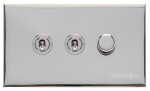 M Marcus Heritage Brass Winchester Range 3G Mixed Toggle Switch Dimmer Switch 2xToggle Switch 1xTED