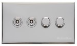 M Marcus Heritage Brass Winchester Range 4 Gang Mixed Toggle Switch Dimmer Switch 2xToggle Switch 2xTED