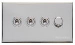 M Marcus Heritage Brass Winchester Range 4 Gang Mixed Toggle Switch Dimmer Switch 3xToggle Switch 1xTED