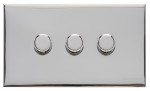 M Marcus Heritage Brass Winchester Range 3 Gang Multi Location Primary Dimmer (Compatible with LED bulbs)