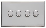 M Marcus Heritage Brass Winchester Range 4 Gang Multi Location Secondary Dimmer (Compatible with LED bulbs)