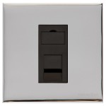 M Marcus Heritage Brass Winchester Range 1 Gang CAT6 Socket with Black Trim