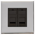 M Marcus Heritage Brass Winchester Range 2 Gang CAT6 Socket with Black Trim