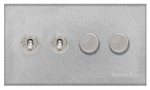 M Marcus Heritage Brass Winchester Range 4 Gang Mixed Toggle Switch Dimmer Switch 2xToggle Switch 2xTED
