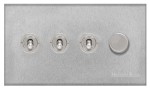 M Marcus Heritage Brass Winchester Range 4 Gang Mixed Toggle Switch Dimmer Switch 3xToggle Switch 1xTED