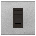M Marcus Heritage Brass Winchester Range 1 Gang CAT6 Socket with Black Trim
