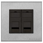 M Marcus Heritage Brass Winchester Range 2 Gang CAT6 Socket with Black Trim