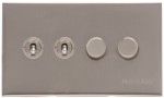 M Marcus Heritage Brass Winchester Range 4 Gang Mixed Toggle Switch Dimmer Switch 2xToggle Switch 2xTED