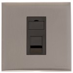 M Marcus Heritage Brass Winchester Range 1 Gang CAT6 Socket with Black Trim