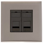 M Marcus Heritage Brass Winchester Range 2 Gang CAT6 Socket with Black Trim