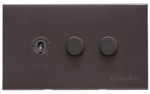 M Marcus Heritage Brass Winchester Range 3 Gang Mixed Toggle Switch Dimmer Switch 1xToggle Switch 2xTED