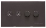 M Marcus Heritage Brass Winchester Range 4 Gang Mixed Toggle Switch Dimmer Switch 2xToggle Switch 2xTED