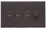 M Marcus Heritage Brass Winchester Range 4 Gang Mixed Toggle Switch Dimmer Switch 3xToggle Switch 1xTED